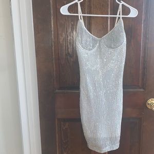 Fashion Nova silver sequin dress